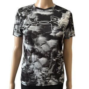 Under Armour Women's HeatGear Loose Fit T-Shirt - Black/Grey Marble Print
